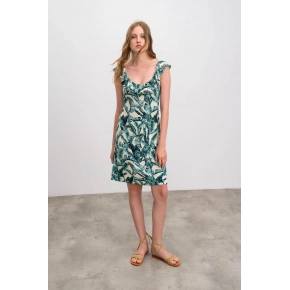 Dámske šaty 16454 Svetlo béžová / zelená - Vamp