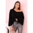 Dámsky sveter z mohairu voľného strihu s výstrihom do V IT-92 / 34360 Čierna lesk - K-Fashion