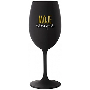 MOJE TERAPIE - černá sklenice na víno 350 ml