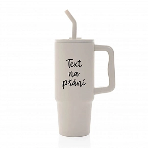 TEXT NA PŘÁNÍ - béžový cestovní termohrnek 900 ml  