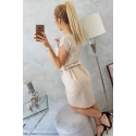 Šaty 8980 s prekladom dole béžovej - Kesi