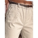 Spodnie damskie chinosy z paskiem RELCIX jasnobeżowe FashionStreet UY2585