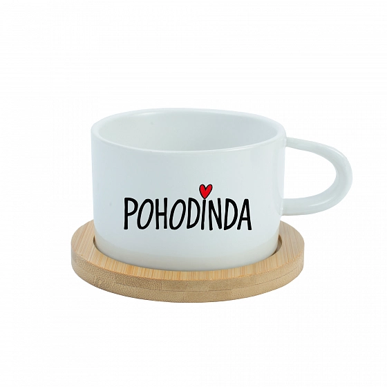 Hrnček POHODINDA - biely hrnček makronka 200 ml