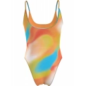 Dámske jednodielne plavky SCOOP ONE PIECE-PRINT KW0KW02086 0G0 oranžovožlté - Calvin Klein