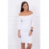 Dámske mini vrúbkované šaty 8974 Biela - K-Fashion