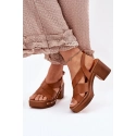 Sandály na podpatku 1081 Hnědé - Step in style