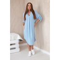 Šaty s výstrihom do V 88536 modrej - Italian Fashion
