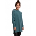 Dámsky pletený sveter so zaobleným lemom B176 tyrkysový - BeWear
