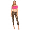Dámske jeansy Trendy Army skinnies 0000K600-273A khaki vzor - Koucla