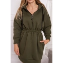 Dámske šaty s kapucňou 68470 Kaki zelená - K-Fashion