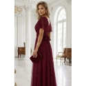 Dlhé lesklé šaty 635-5 MELANIA vínové - Numoco