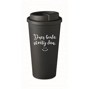 DNES BUDE SKVELÝ DEŇ. - čierny termohrnček 475 ml