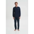 Pánske pyžamo s dlhým rukávom 19661 tmavo modré - Vamp