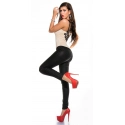 Dámske sexy body s háčkovanými ramienkami a kamienkami 9172 Béžová s čiernou - KouCla