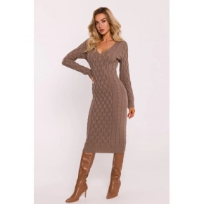 Dámske svetrové šaty M824 Cappuccino - MOE