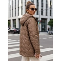 Kurtka przejściowa damska pikowana z kapturem brązowa FashionStreet TY5608