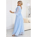 Dlhé trblietavé šaty plus size 654-3 modré - Numoco