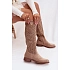 Dámske perforované čižmy na nízkom podpätku HY61-8023-22 Béžová - S.Barski