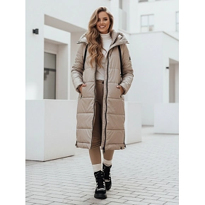 Kurtka damska przejściowa ORVITA pikowana z kapturem beżowa FashionStreet TY5026