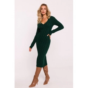 Dámske svetrové šaty M824 Tmavo zelená - MOE