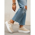 Sneakersy damskie skórzane na platformie beżowe FashionStreet ZY1378
