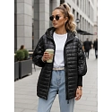 Kurtka damska pikowana z kapturem czarna FashionStreet TY5529