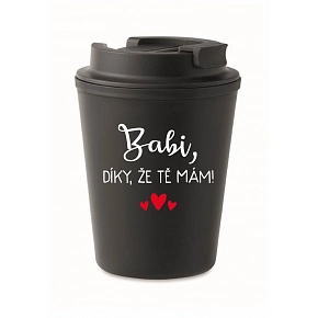 BABI, VĎAKA, ŽE ŤA MÁM! - čierny termohrnček 300 ml