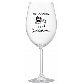 JSEM KOČKONALÁ. KOČKOROŽEC - čirá sklenice na víno 350 ml