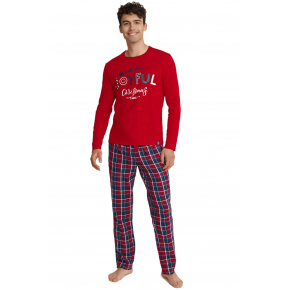 Pánske pyžamo 40950-33X Glance Červená s tmavo modrou - HENDERSON