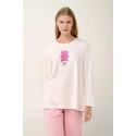 Dámske pyžamo s potlačou 21932 Svetloružová s ecru - Vamp