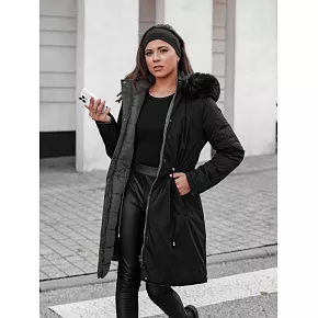 Parka damska zimowa TRENDNEL dwustronna z kapturem czarna FashionStreet TY4587 Parka damska zimowa TRENDNEL dwustronna z kapturem czarna FashionStreet TY4587