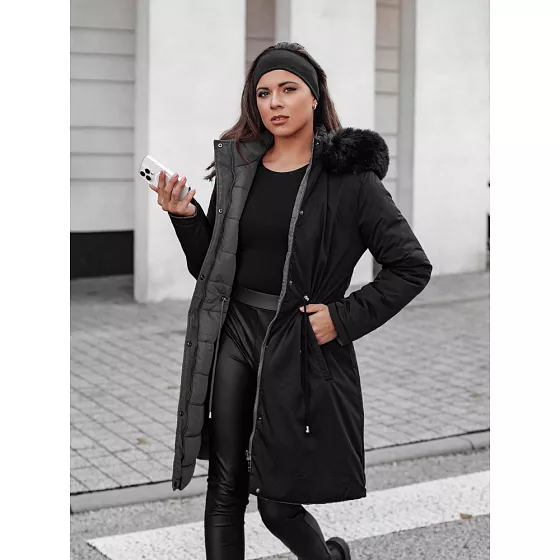 Parka damska zimowa TRENDNEL dwustronna z kapturem  czarna FashionStreet TY4587