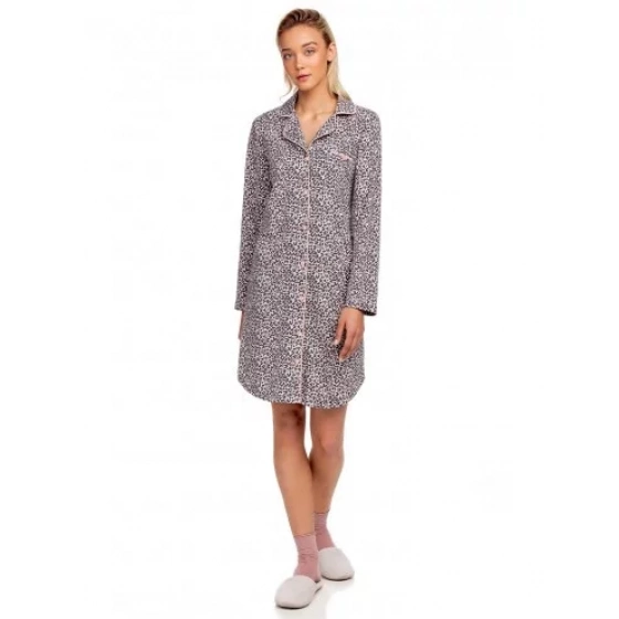 Dámska nočná košeľa 15446 - 271 šedá/ružová so vzorom - Vamp