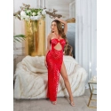 Dámske sexi krajkové šaty s výstrihom 0000K20862 Červená - Koucla