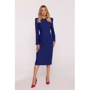 Dámske ceruzkové šaty s ozdobnými ramenami S412 modré - Stylove Dámske ceruzkové šaty s ozdobnými ramenami S412 modré - Stylove