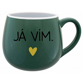 JÁ VÍM. - zelený keramický hrníček 300 ml