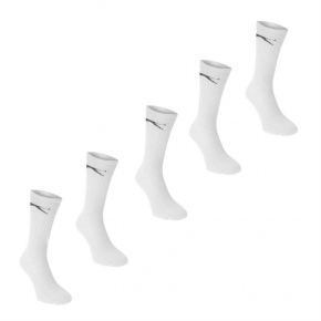 Unisex ponožky Slazenger P47730 balenie 5ks - biele s čiernym logom