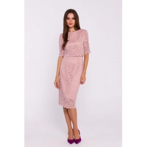 Čipkové šaty S379 púdrové - Moe