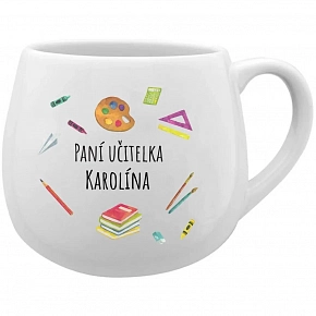 HRNČEK PANI UČITEĽKA KAROLÍNA - biely keramický hrnček 300 ml