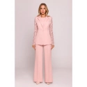Dámske sako s čipkovými rukávmi M865 Púder ružová - MOE