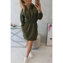 Dámske šaty s kapucňou 68470 Kaki zelená - K-Fashion