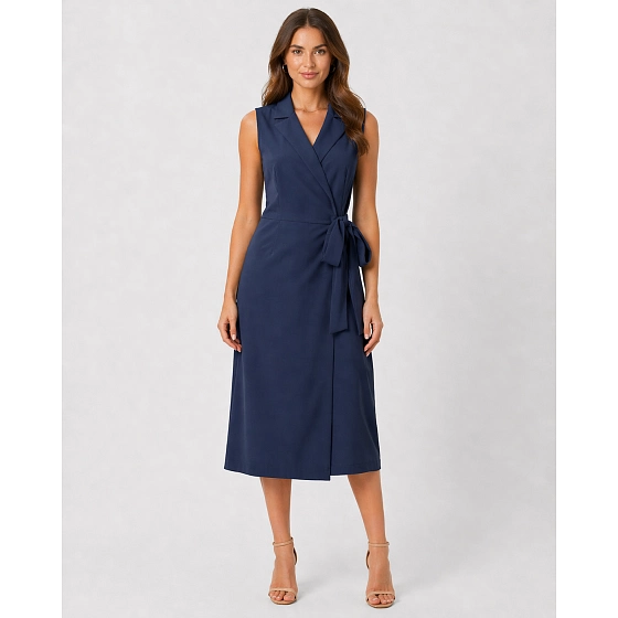 Dámske elegantné zavinovacie šaty S275 tmavo modré - Stylove