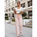 Jeansy damskie wide leg z wysokim stanem różowe FashionStreet UY2966