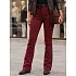 Jeansy damskie dzwony z paskiem z wysokim stanem bordowe FashionStreet UY3111