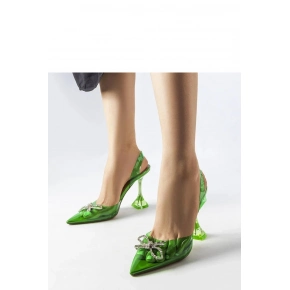 Dámské lodičky na jehlovém podpatku PM2879 Zelená -  Sweet Shoes