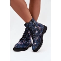 Dámske zateplené členkové topánky 57C1052 Tmavomodrá vzor - Artiker
