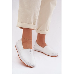 Kožené dámske poltopánky LR61-7051 biele - S.Barski