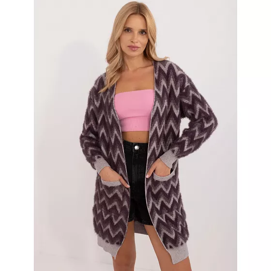 Dámsky kardigan AT SW 2340 A.00 tmavo fialový - WoolFashion