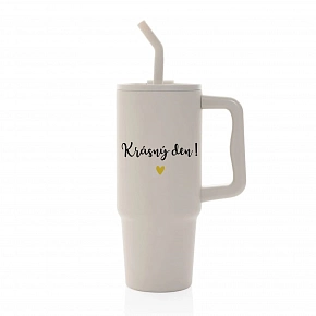 KRÁSNÝ DEN - béžový cestovní termohrnek 900 ml  