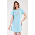 Dámska nočná košeľa s krátkym rukávom Eliška mentolová - Vienetta